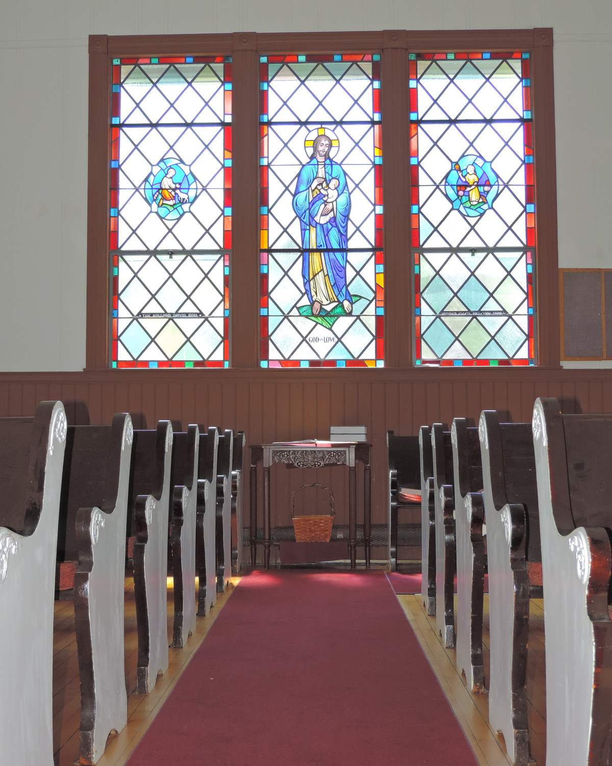 The sanctuary and the God Is Love window